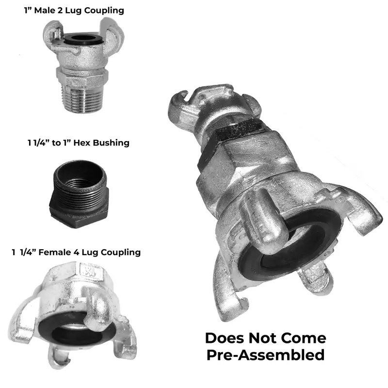 1" Male, 2-Lug To 1-1/4" Female, 4-Lug Adapter Coupling Kit 1
