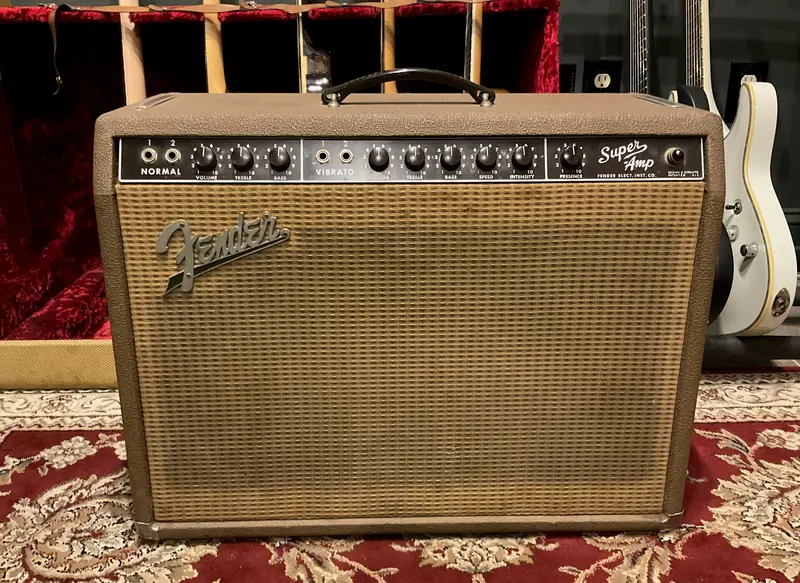 1962 Fender Super Amp 2X10 Combo Brown Tolex 1