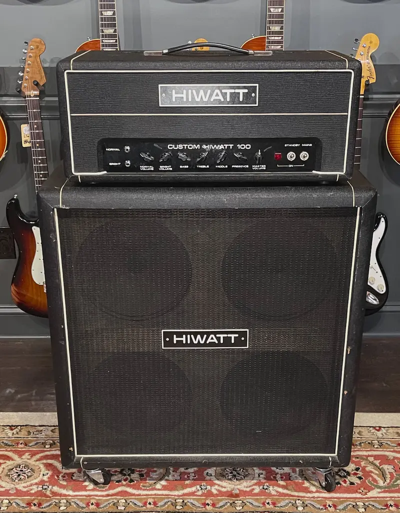 1979 Hiwatt Custom 100 & 1973 Hiwatt 4X12 Cabinet Black Tolex 1