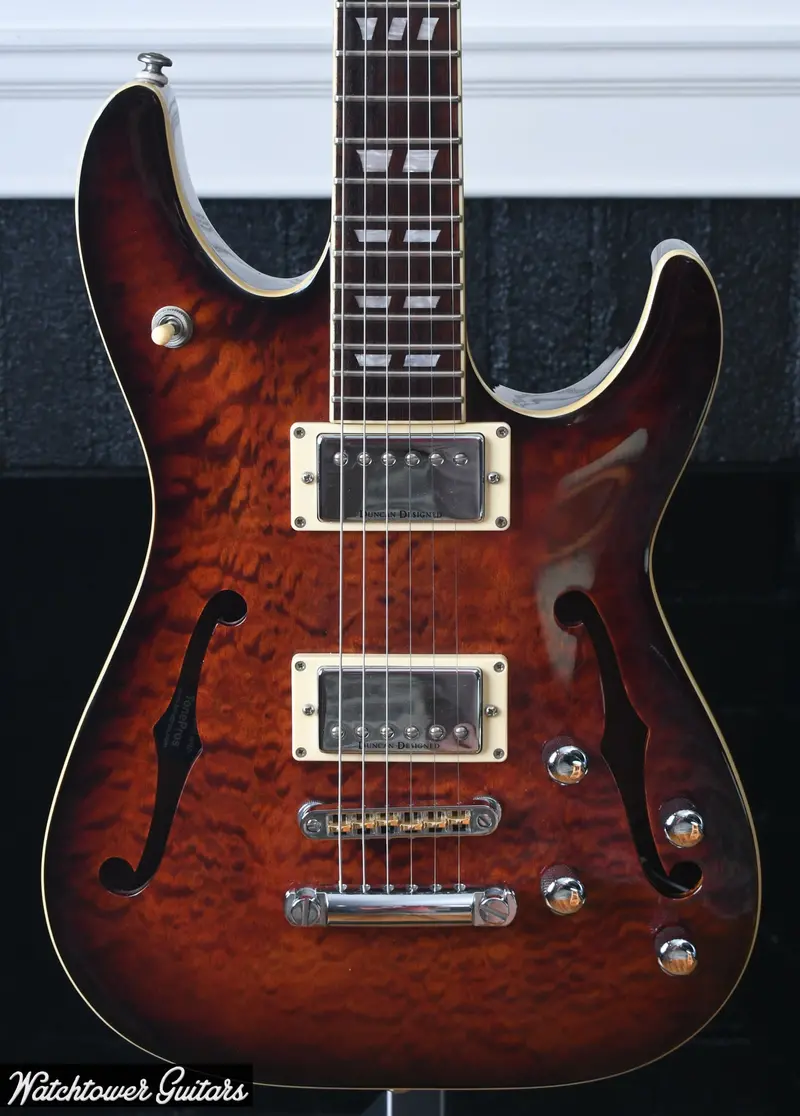 2004 Schecter C1-Ea Semi Hollowbody Diamond Series Dark Vintage Sunburst 1