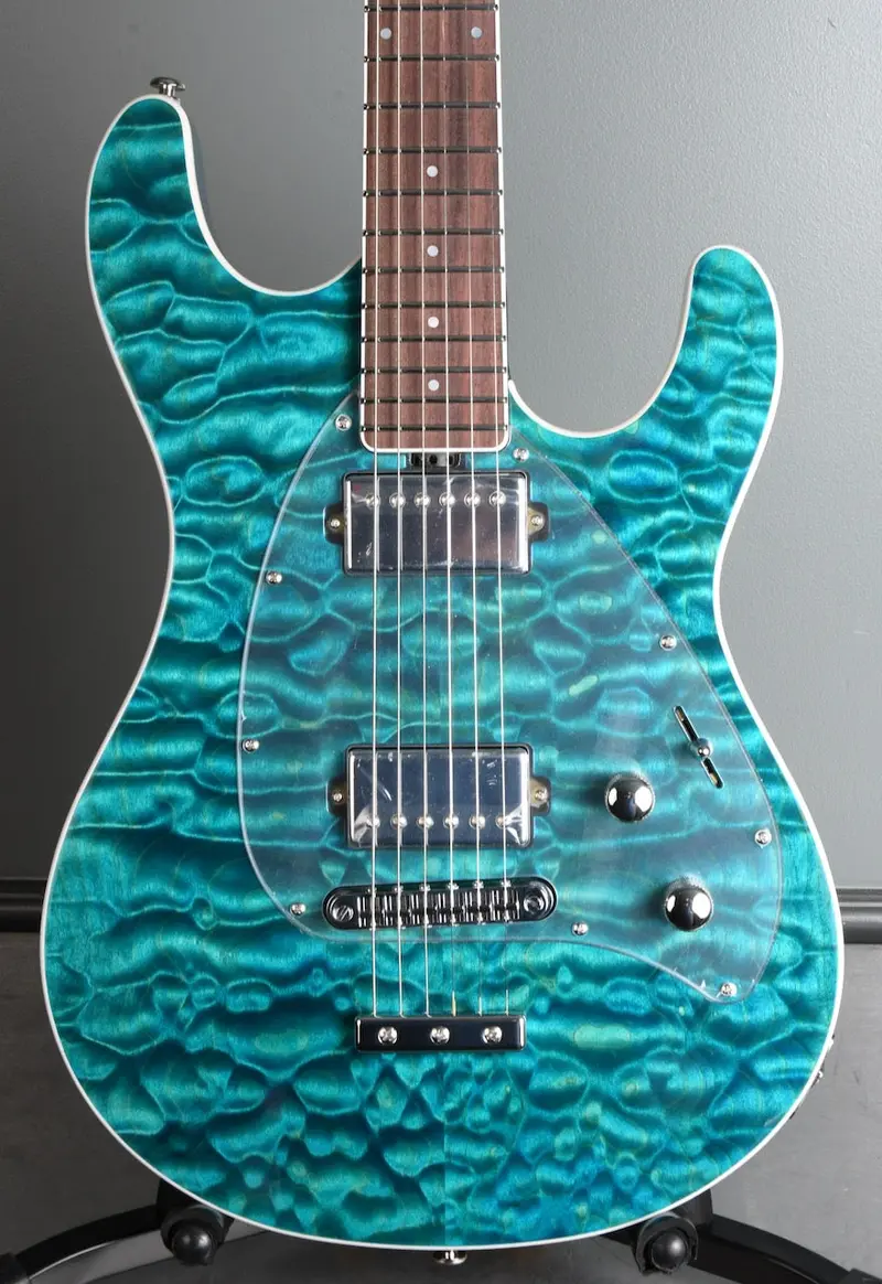 2017 Nos Ernie Ball Music Man Steve Morse Bfr Tahitian Blue 1