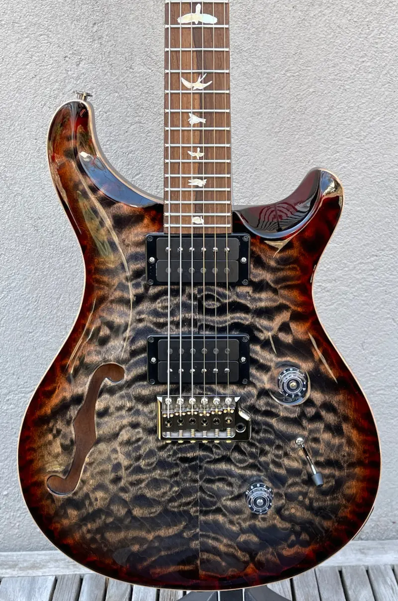 2021 Paul Reed Smith Prs Wood Library Custom 24 Semi Hollow Charcoal Cherry Wrap 1
