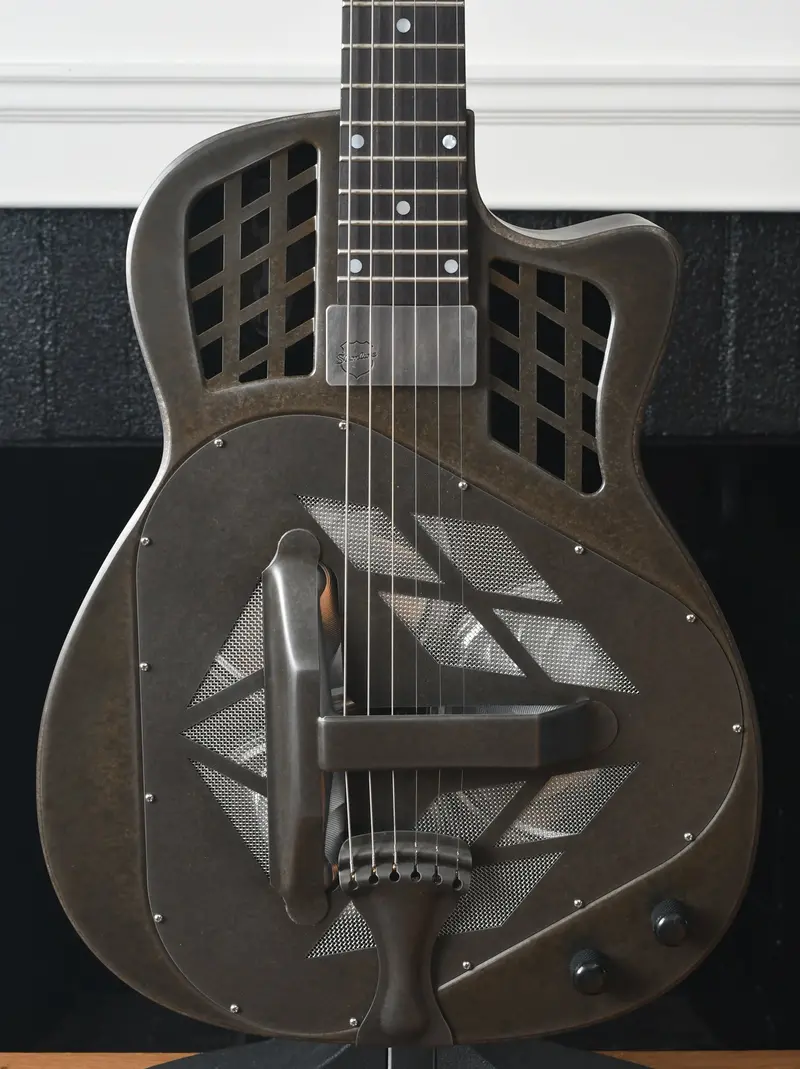 2022 National T-14 Tricone Cutaway Weathered Steel Sublime Pickup 1
