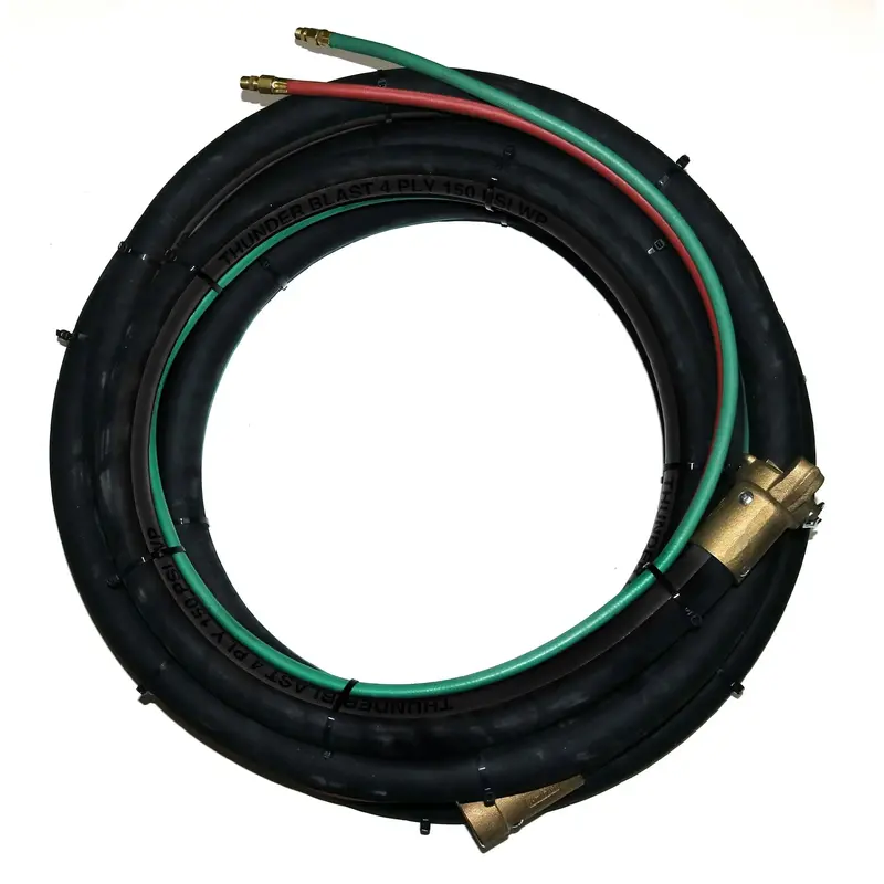 3/4" Id Blast Hose With Twin Line, Nozzle Holder, Two-Lug Kf Hose Coupling, 25 Ft 1