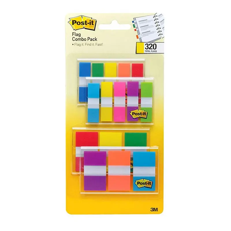 3M Post-It Flags 683-Xl1 Combo Pack, .47 In. X 1.7 In. Flags & .94 In. X 1.7 In. Flags 1