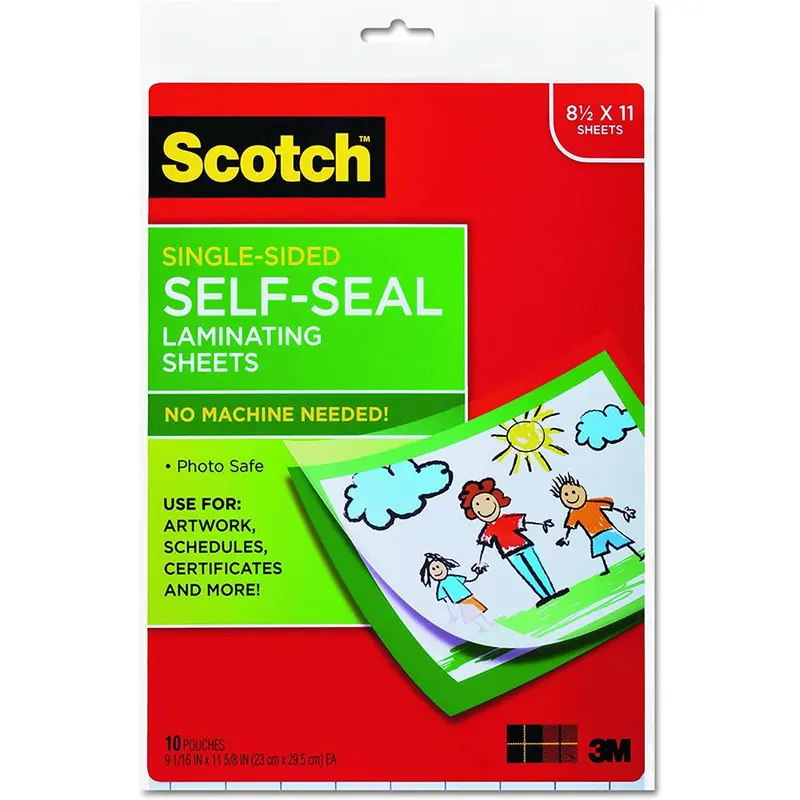 3M  Scotch Single-Sided Laminating Sheets Ls854ss-10, 9 In X 12 In Letter Size Single Sided 1