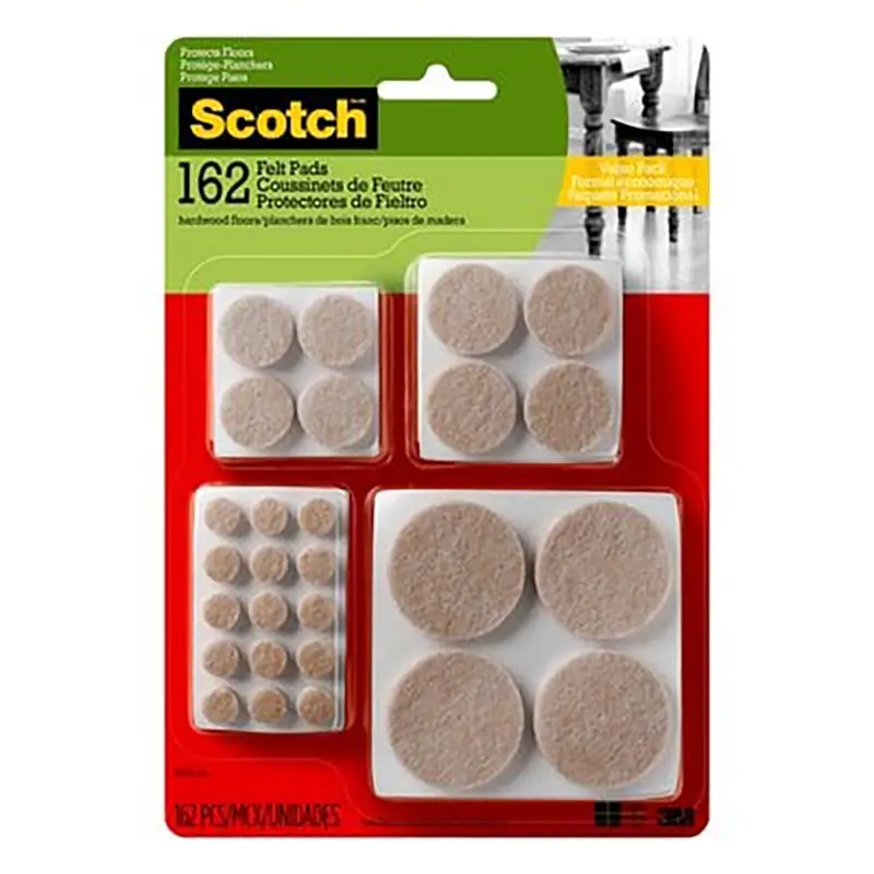 3M Scotch Sp845-Na Felt Pads, Felt Furniture Pads For Protecting Hardwood Floors, Round, Beige, Assorted Sizes Value Pack, 162 Pads 1