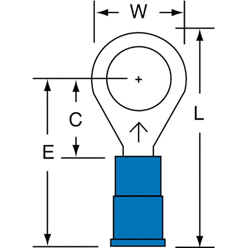 3M™ Vinyl Insulated Butted Seam Ring Tongue Terminal, 14-16Awg, 12-56-P, (-40 To 105 °C),  1000 Pcs 1