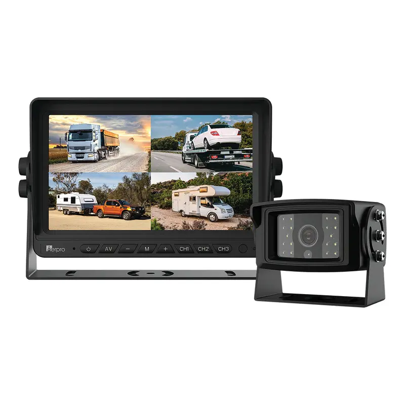 Aerpro Avk7q1 7" Heavy Duty Ahd Quad View Monitor 1080P Camera Kit With Dvr 1