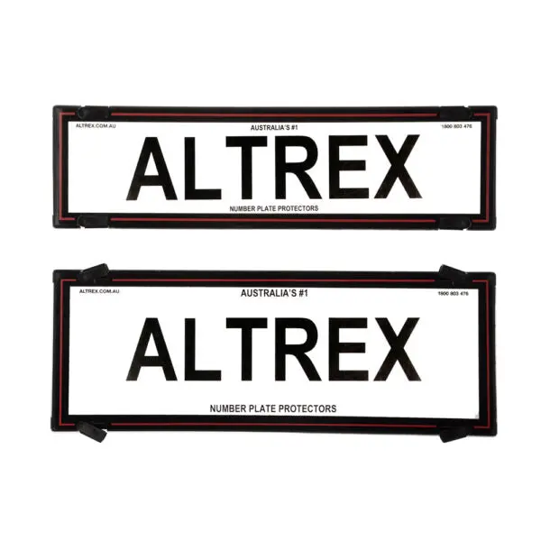 Altrex Number Plate Protectors - Qld, Act, Vic, Tas, Sa, Wa & Nt Slimline / Combination Black Border With Red Insert Without Lines - 6Qsnlr 1