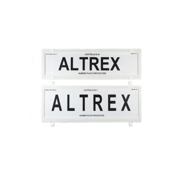 Altrex Qld, Act, Vic, Tas, Sa, Wa & Nt Slimline / Combination White Number Plate Protectors - Without Lines - 6Qsnlw 1