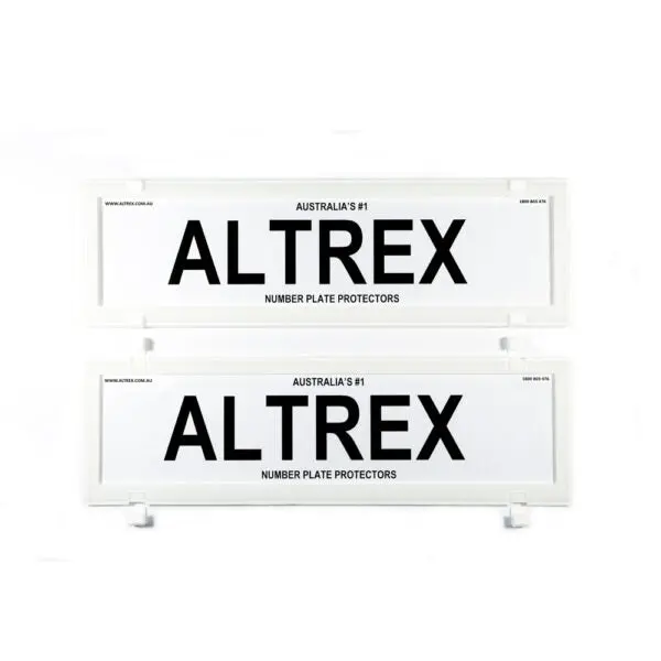 Altrex Qld, Vic, Tas, Sa, Wa & Nt Dual Slimline White Number Plate Protectors - Without Lines - 6Vsnlw 1