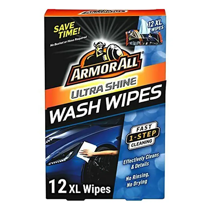 Armor All 18240 Ultra Shine Car Wash Wipes, Car Wipes For Exterior Cleaning, 12 Wipes 10 In X 15 In 1