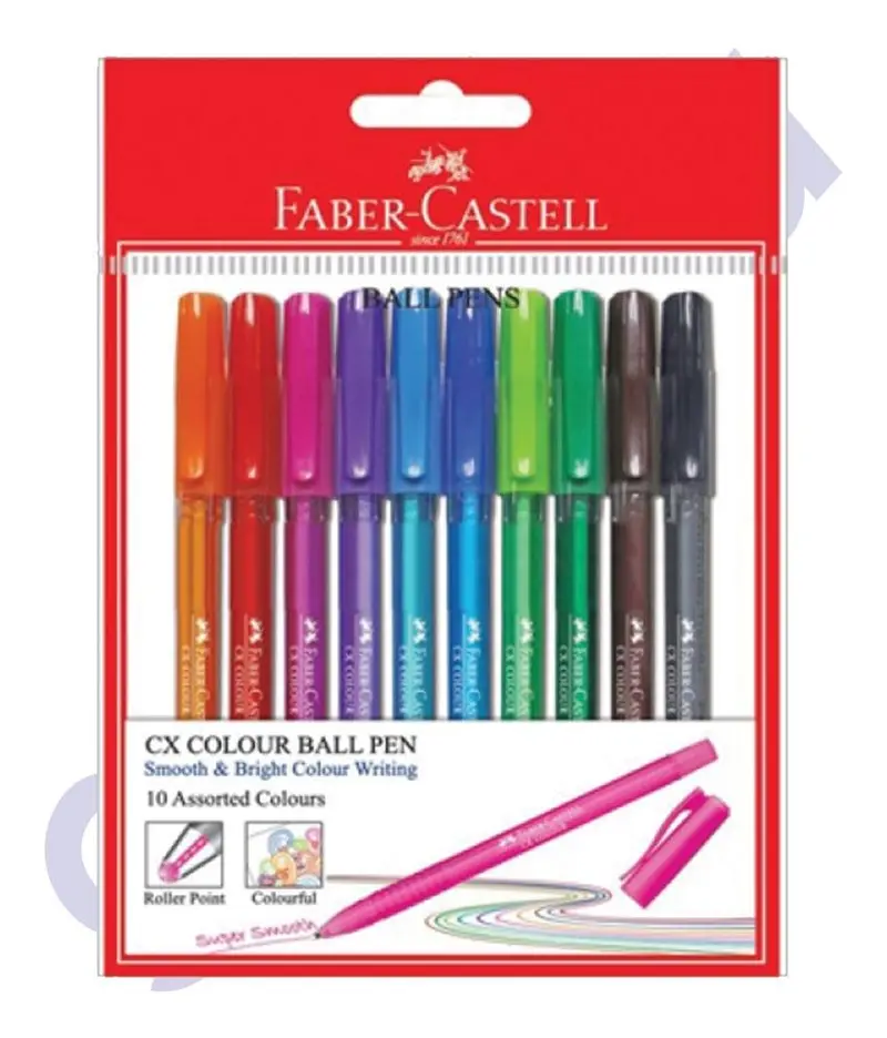 Ballpen C Clr Assorted  10P/Bl Fcm247011 By Faber Castell 1