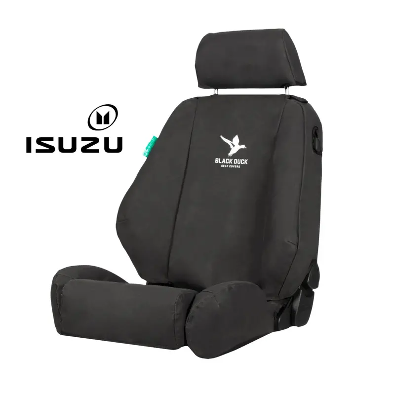 Black Duck Front Seat Covers For 08/2020+ Isuzu D-Max Dual Cab & Space Cab - Black Canvas - Idm212abccvbk 1