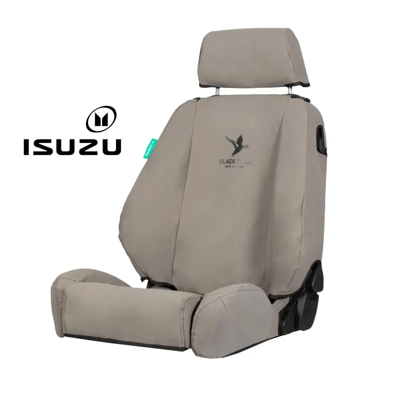 Black Duck Front Seat Covers For 08/2020+ Isuzu D-Max Dual Cab & Space Cab - Grey Canvas - Idm212abccvgy 1