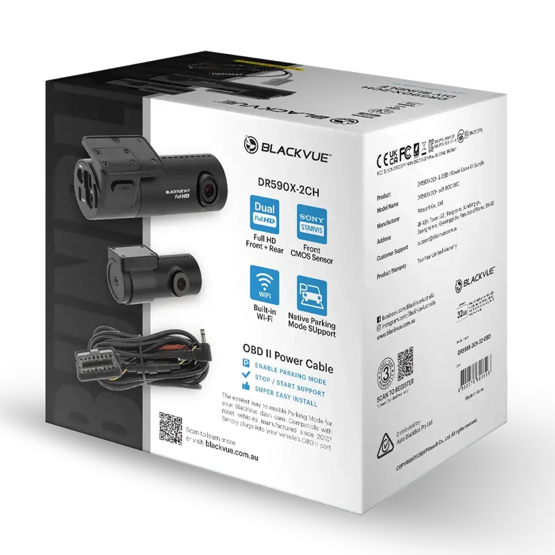 Blackvue Full Hd 2 Channel Dash Camera Obd Bundle - Dr590x-2Ch-32-Pl-Obd 1