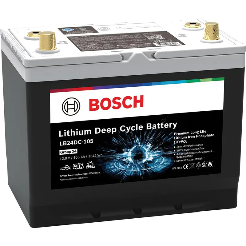 Bosch Lb24dc105 Deep Cycle Marine/Rv Solar Lithium Battery, Group 24, 105 Ah 1