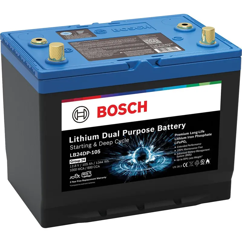 Bosch Lb24dp105 Dual Purpose Marine/Rv Solar Lithium Battery, Group 24, 105 Ah 1