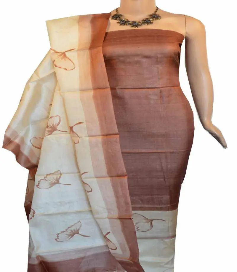 Churidar Material: Top In Dessy Tussar Silk, Dupatta Dessy Tussar Silk And Bottom In Cotton Silk (Un-Stitched) - 180100458 1