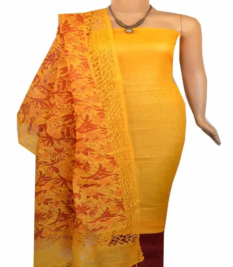 Churidar Material: Top In Linen, Dupatta In Linen And Bottom In Cotton Silk (Un-Stitched)-180100397 1
