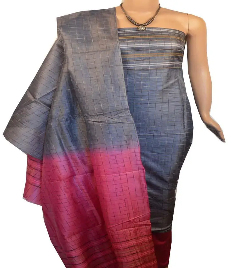 Churidar Material: Top In Tussar Silk, Dupatta In Tussar Silk And Bottom In Cotton Silk (Un-Stitched) -190100147 1