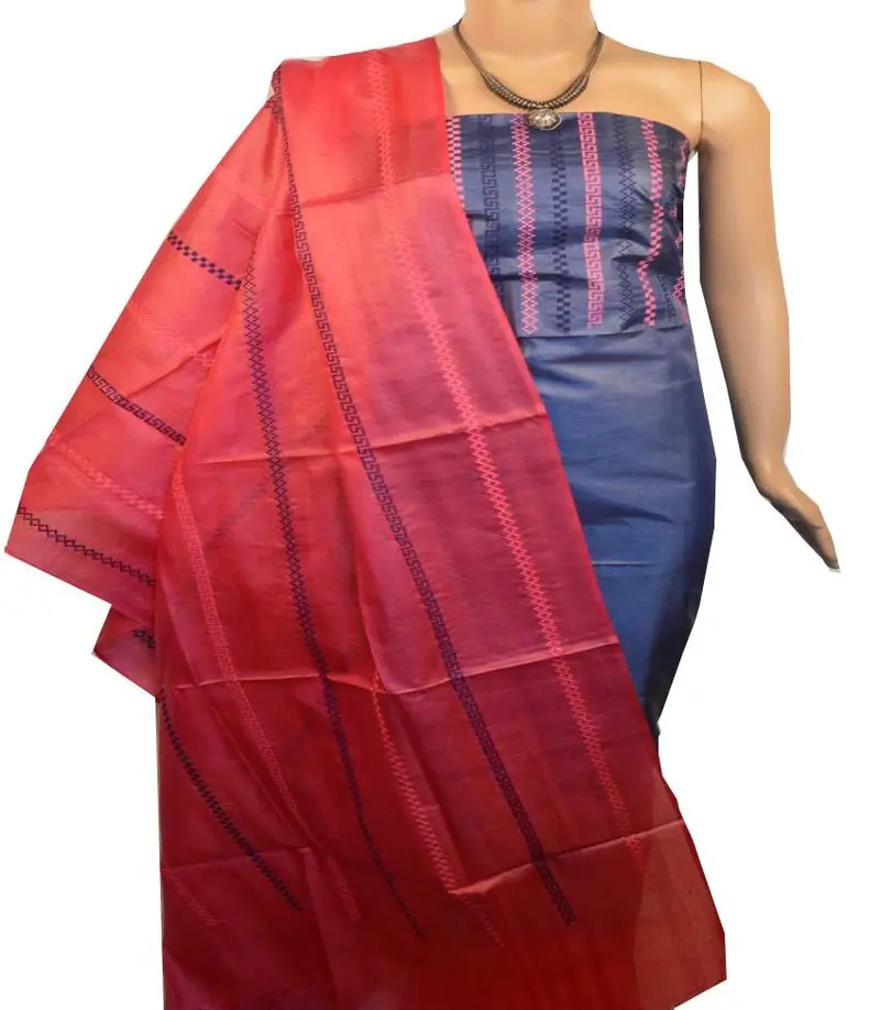 Churidar Material: Top In Tussar Silk, Dupatta In Tussar Silk And Bottom In Cotton Silk (Un-Stitched) -190100149 1