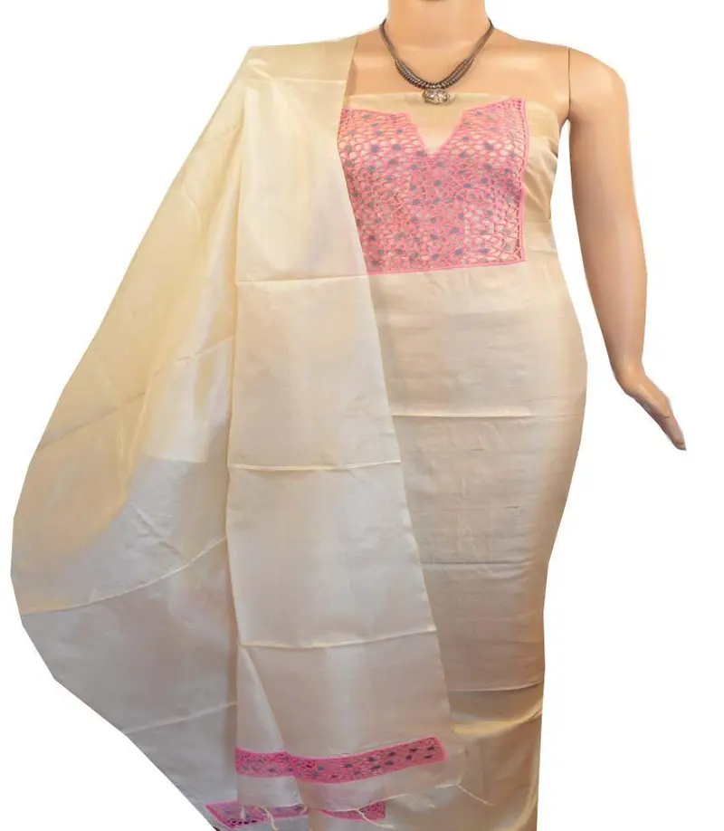 Churidar Material: Top In Tussar Silk, Dupatta In Tussar Silk And Bottom In Cotton Silk (Un-Stitched) -190100153 1