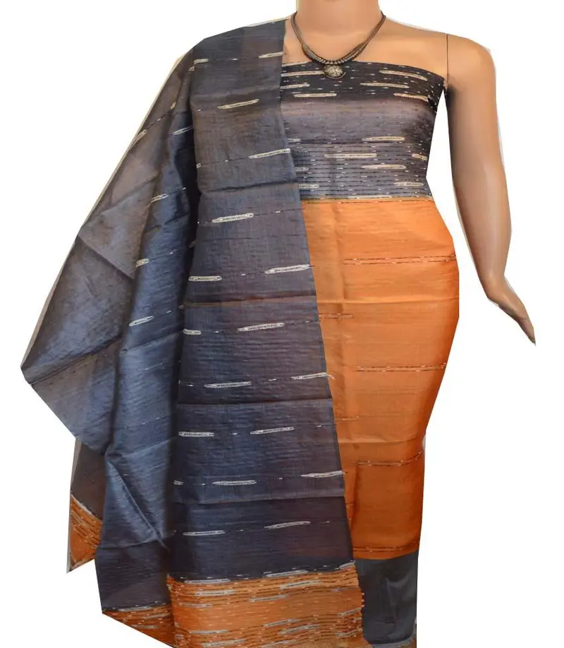Churidar Material: Top In Tussar Silk, Dupatta In Tussar Silk And Bottom In Cotton Silk (Un-Stitched) -190100187 1