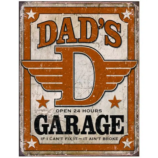 Dads Garage Open 24 Hours If I Can't Fix It Metal Sign Reproduction 32Cm X 41Cm - Msi1894 1