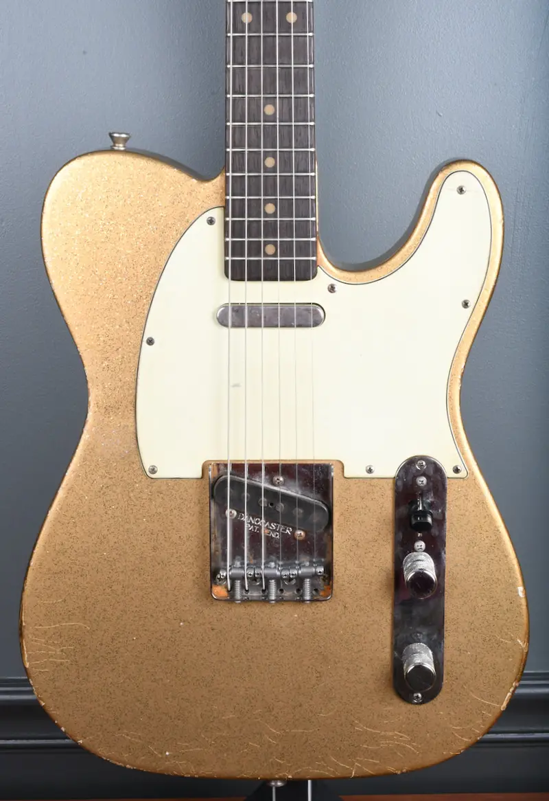 Danocaster Gold Sparkle Single Cut, Celantano Hybrid Tele Pickups! 1