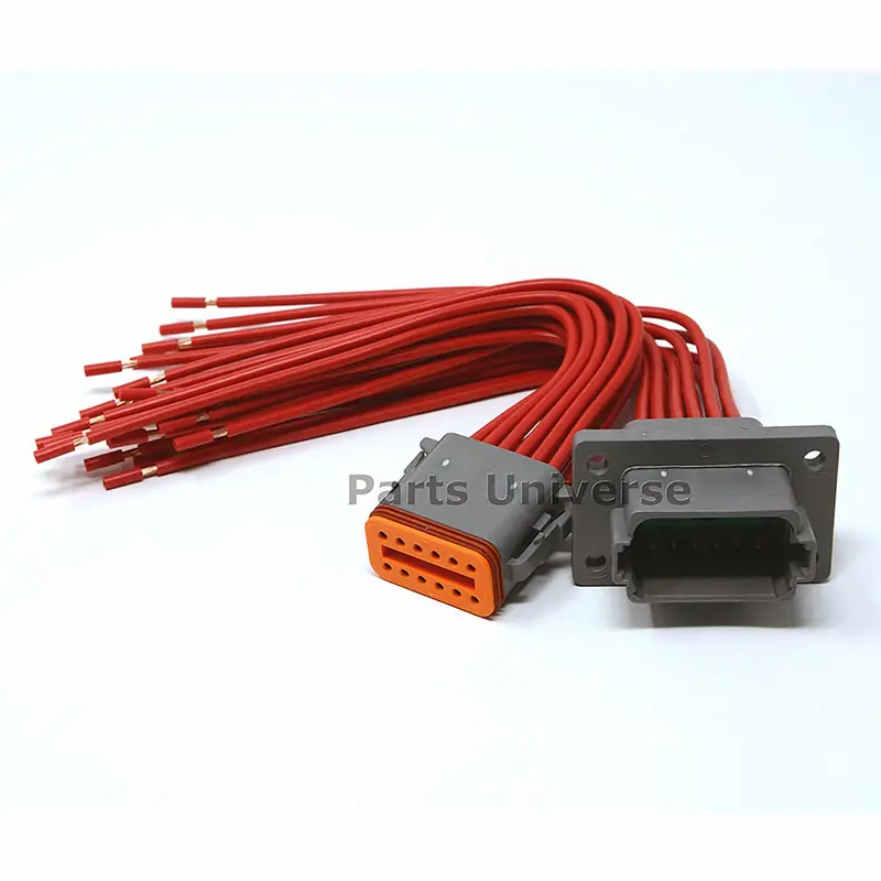 Deutsch Dt 12-Pin Flange Pigtail Kit, 14Awg Pure Copper Gpt Red Wires (100% Made In Usa) 1