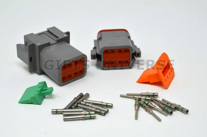 Deutsch Dt 8-Pin Connector Kit, 14-16Awg Closed Barrel Contacts 1