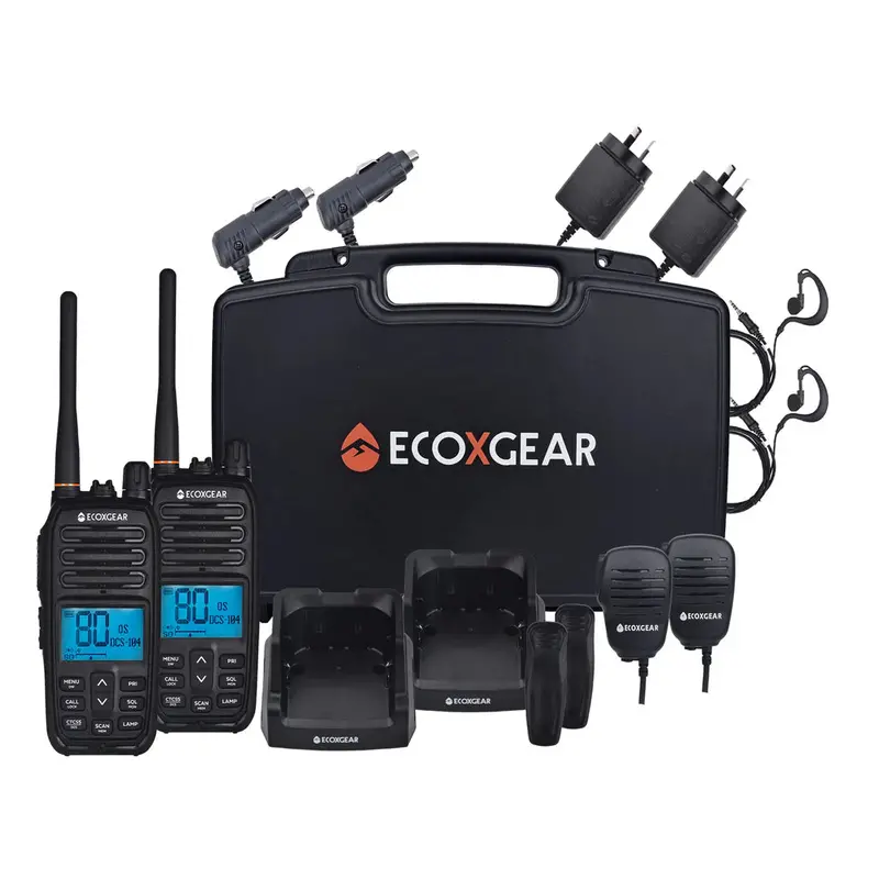 Ecoxgear Exg500-2Pk Ecoxtalk 5W Ip67 Waterproof Floating Handheld Uhf Cb Radio Deluxe Twin Pack 1