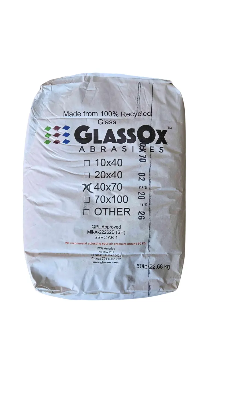 Glassox Abrasives™ 40/70 Mesh Size Crushed Glass 50Lb Bag 1
