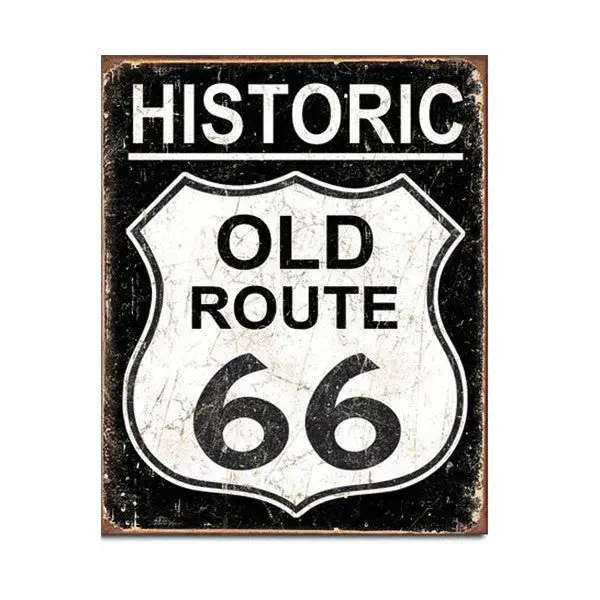 Historic Old Route 66 Metal Sign Reproduction 32Cm X 41Cm - Msi1938 1