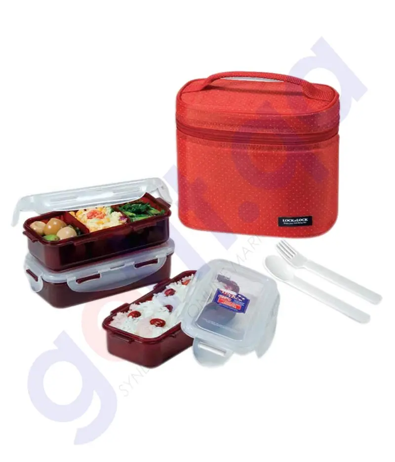 Hpl752dr.Lunch Box Bag & Spoon.2P Set W/Red.Regular Lck103hhl00169 1