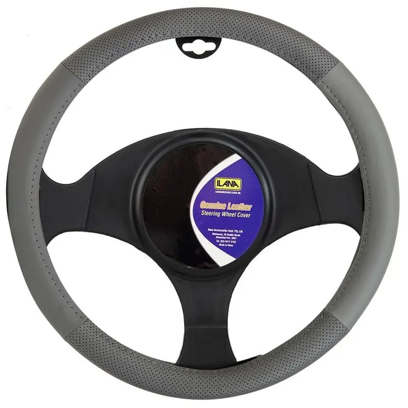 Ilana Steering Wheel Cover Genuine Leather Charcoal - 22/Genlcswc (Pickup Only) 1