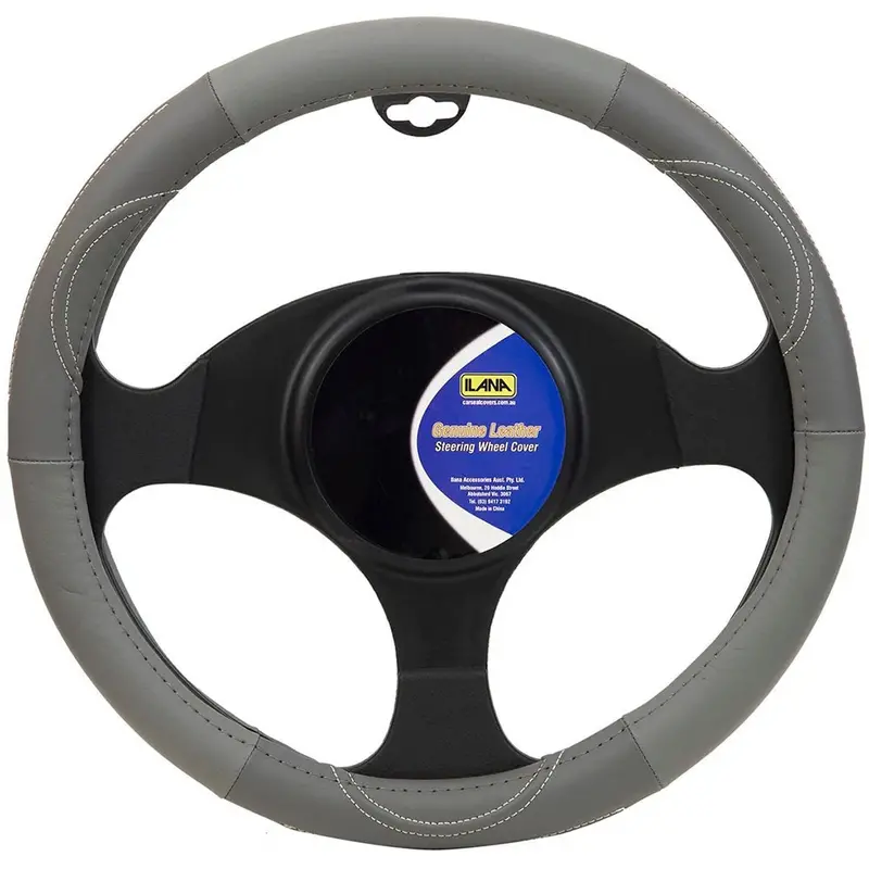 Ilana Steering Wheel Cover Leather Grip Grey - 22/Leaswcgre (Pickup Only) 1
