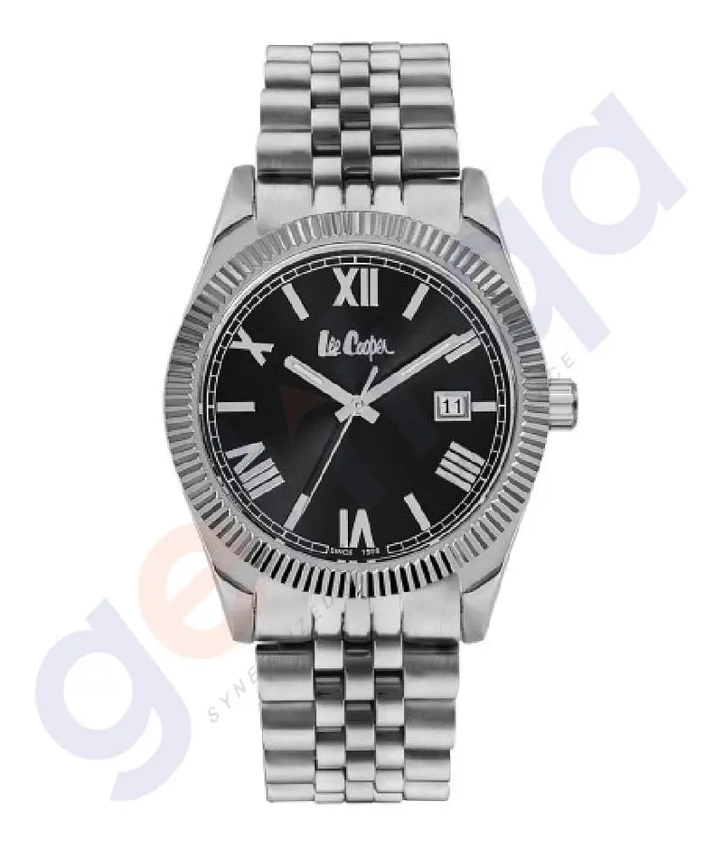 Lee Cooper Gent's Analogue Stainless Steel Case Silver Bracelet Black Dial - Lc06478.350 1