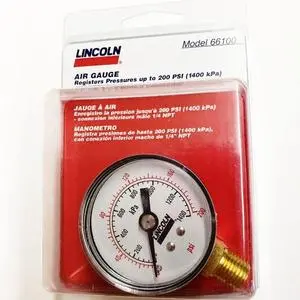 Lincoln Industrial 66100 Air Pressure Gauge With 0-200 Psi And Bottom Mount - Blister Pack 1