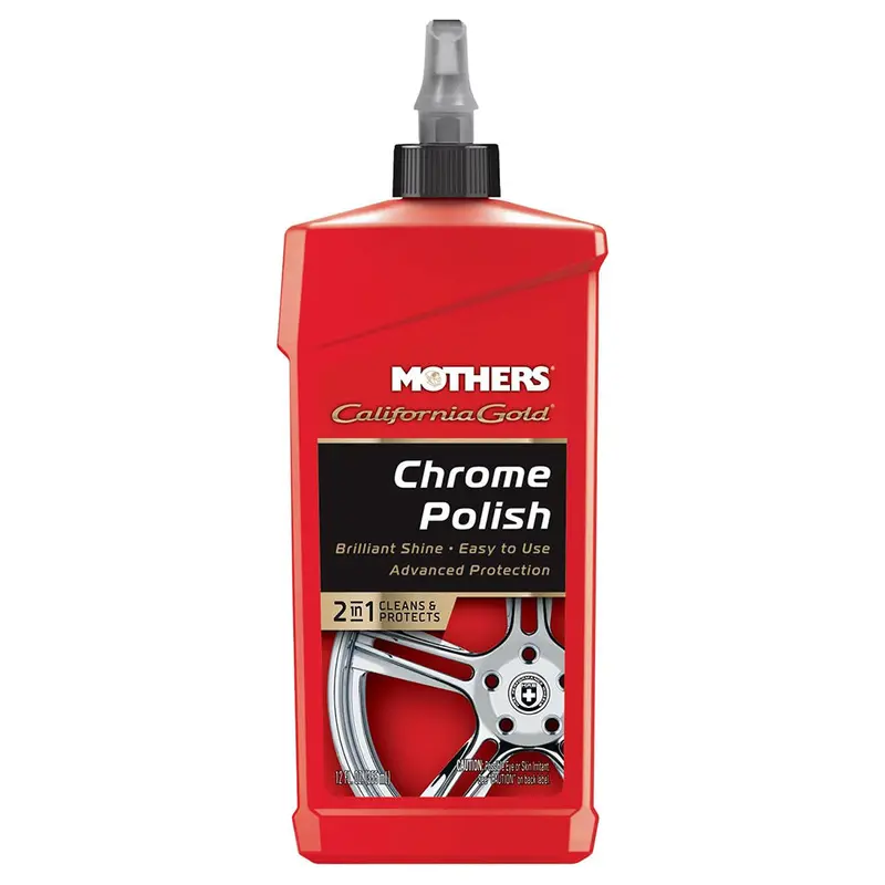 Mothers 05212 California Gold Chrome Polish, 12 Oz. — Cleans & Brightens Chrome Bumpers, Wheels, Trim & Accessories, Protects Against Fingerprints, Rust & Corrosion, Safe On Glass & Mirrors 1