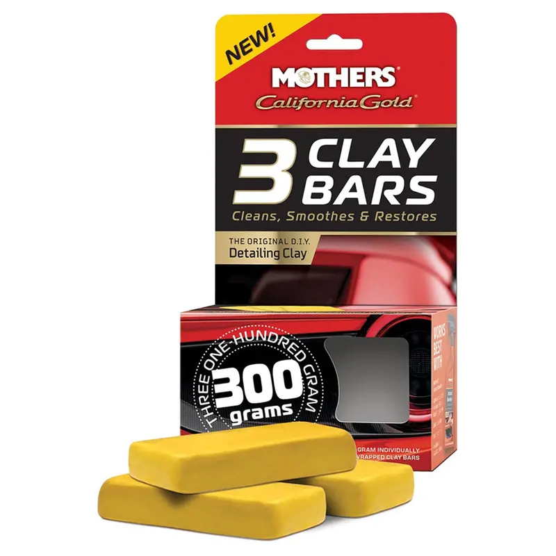 Mothers 07242 California Gold 3 Clay Bars, 3 100-Gram — Removes Overspray, Brake Dust, Bugs & More, Restores Smooth, Brilliant Finish To Paint, Chrome, Glass & Plastic, Safe & Easy To Use 1