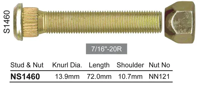 Nice Wheel Stud & Nut Set - Ns1460 1
