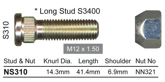 Nice Wheel Stud & Nut Set - Ns310 1
