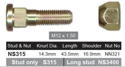 Nice Wheel Stud & Nut Set - Ns315 1