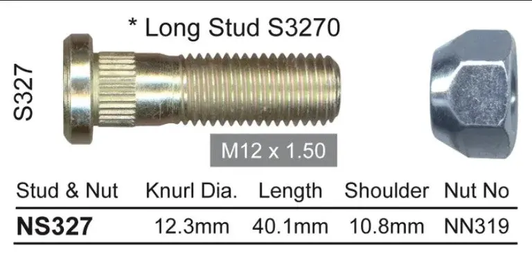 Nice Wheel Stud & Nut Set - Ns327 1