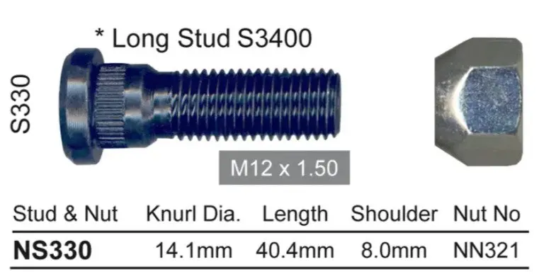 Nice Wheel Stud & Nut Set - Ns330 1