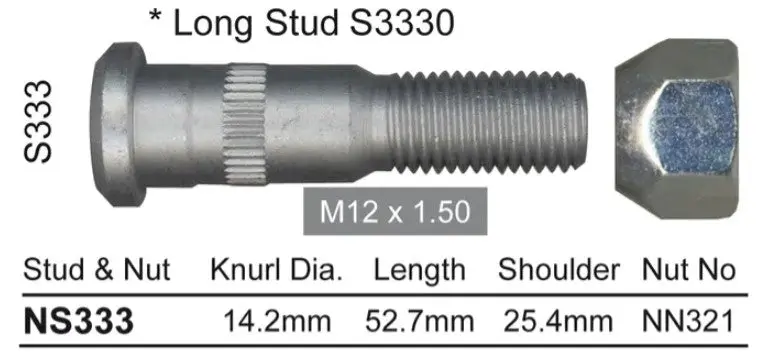 Nice Wheel Stud & Nut Set - Ns333 1