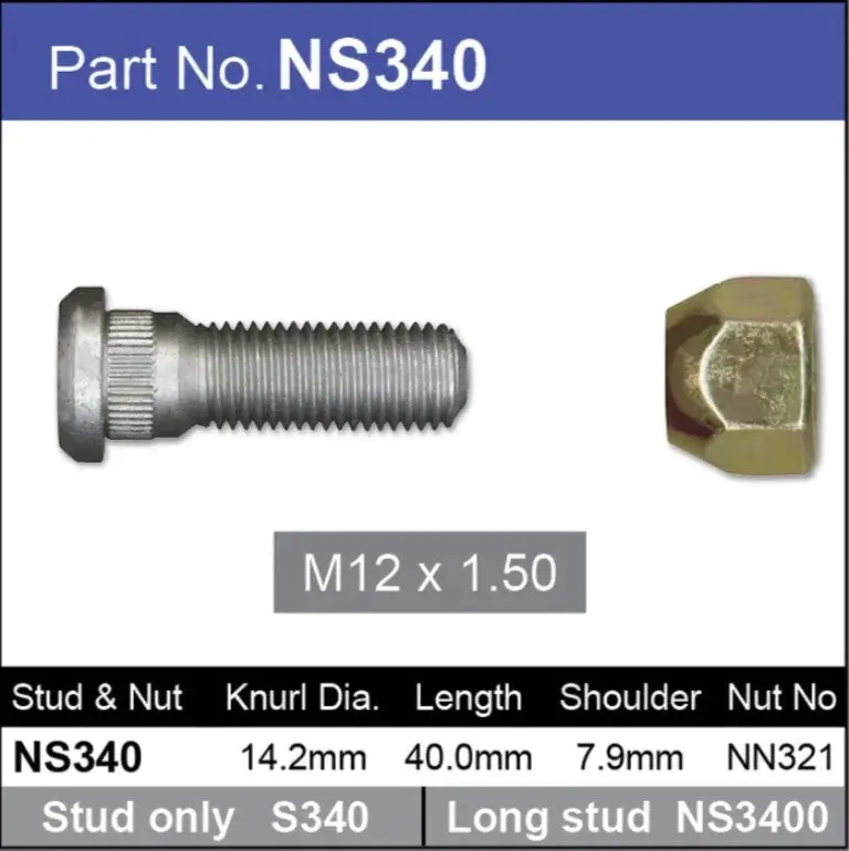 Nice Wheel Stud & Nut Set - Ns340 1